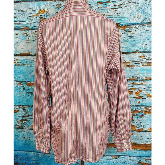 Zara Button Down Shirt Mens Size 17 Long Sleeve Shirt Striped Cotton Shirt - Picture 4 of 8